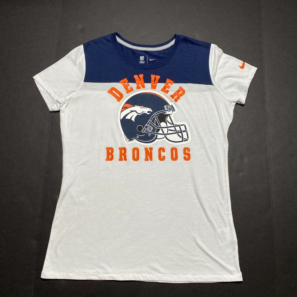 NFL Team Apparel Womens Teens T Shirt XL Short Sleeve Denver Broncos Blue White